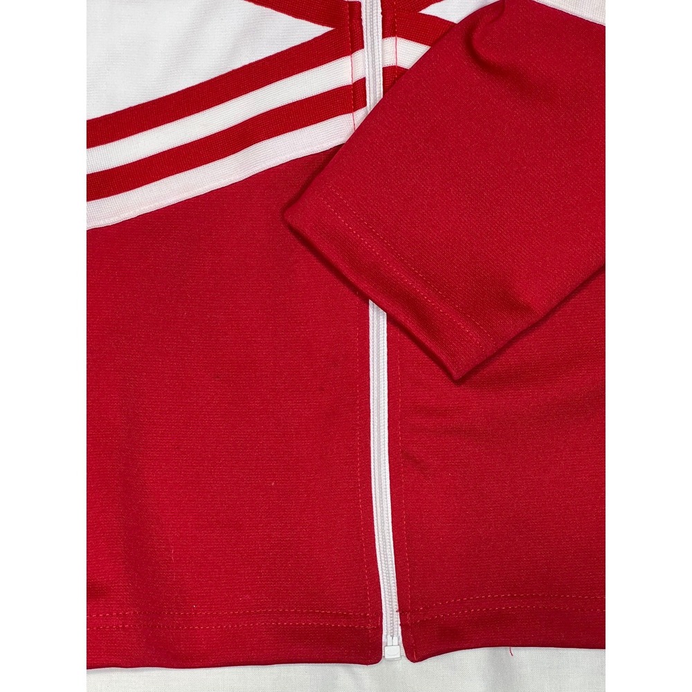 Vintage Chasse Red White Women Cheerleading Zip Up Track Jacket Adult XL Striped - Picture 3 of 9